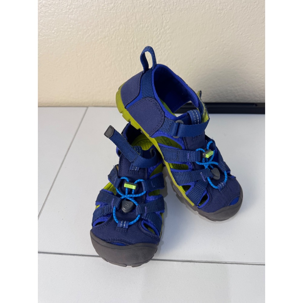 Keen Seacamp II CNX Kids Size 1 Blue Lime Green Sport Sandals Gorpcore